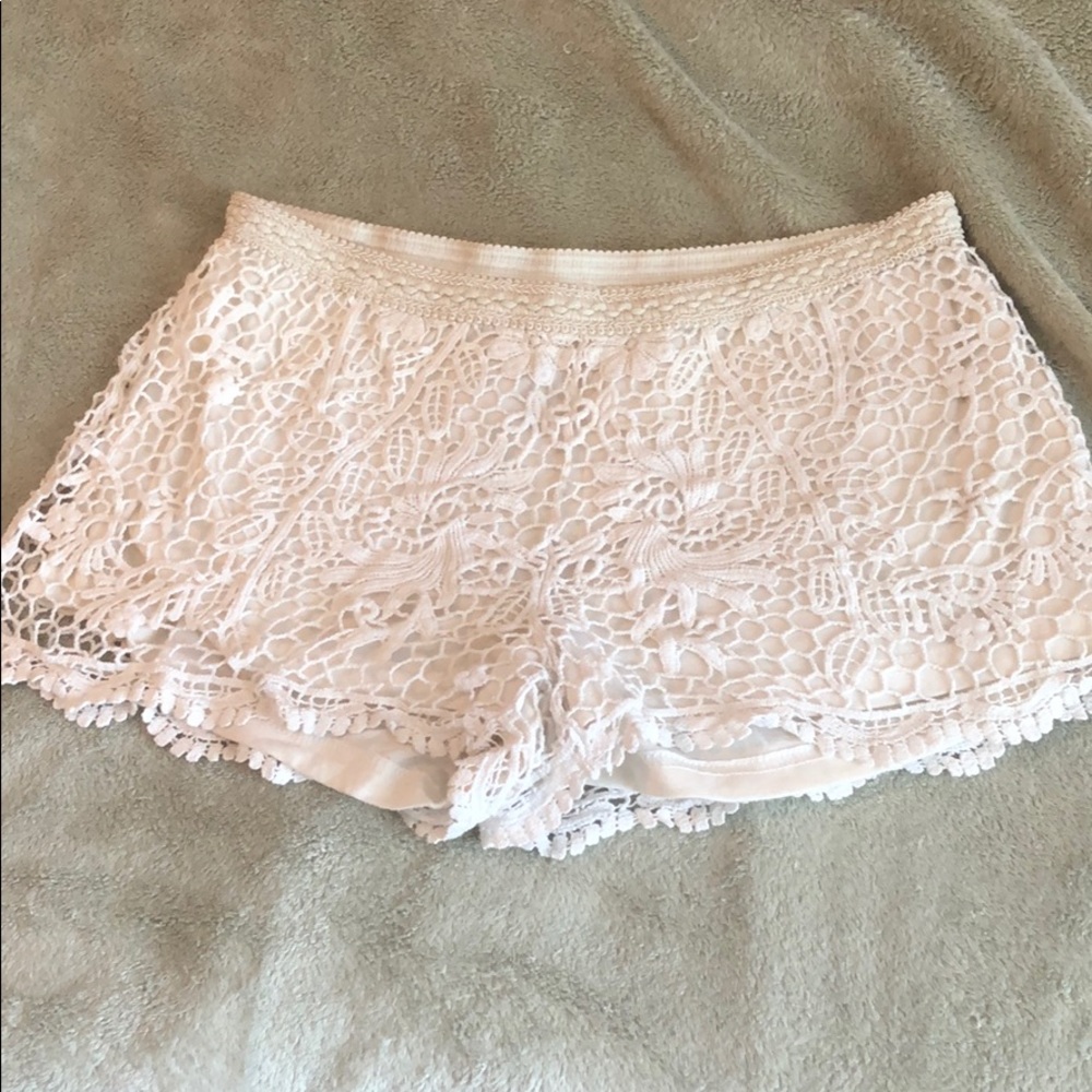 Floral crochet shorts